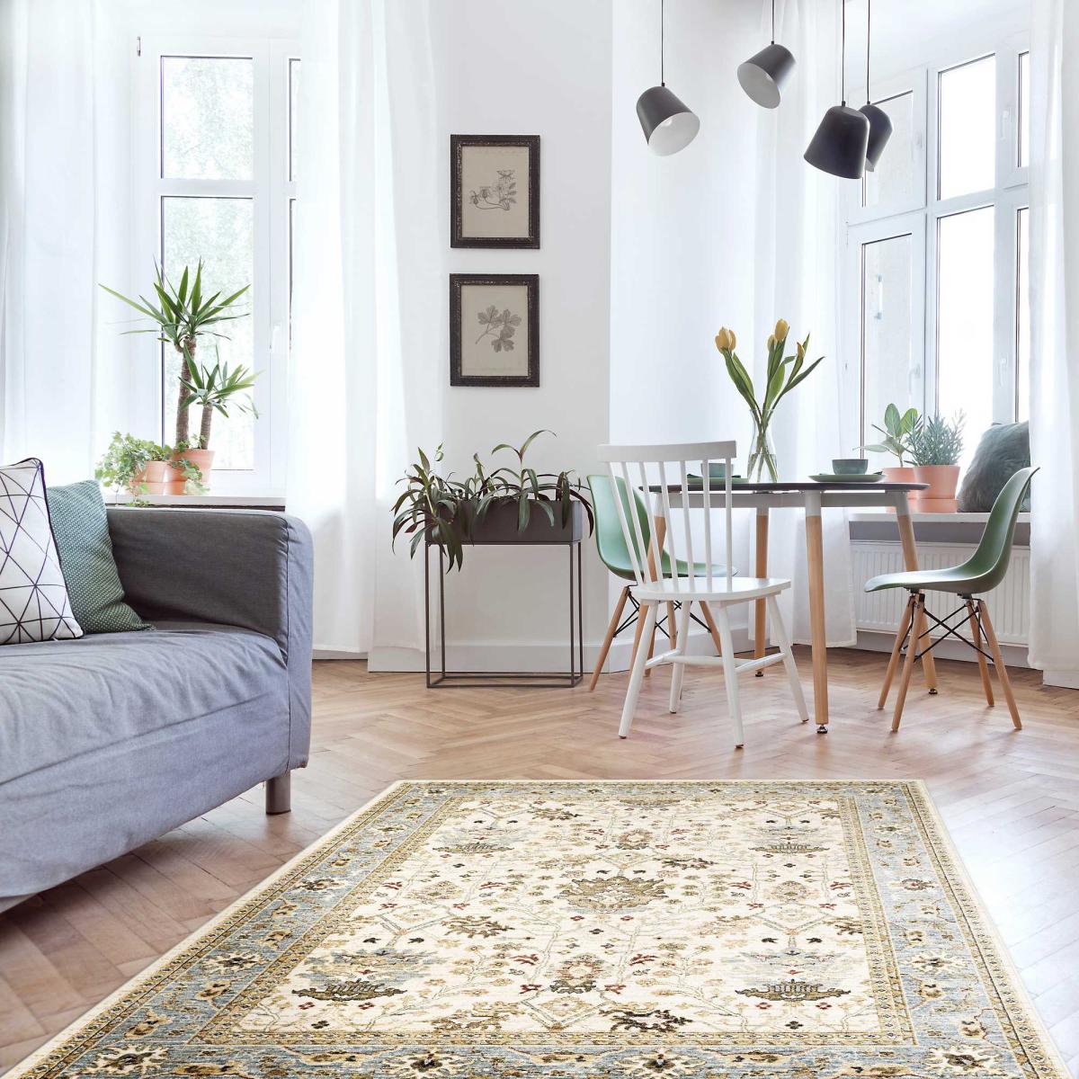 Traditional Empire Rug By Concept Loom EMP09 in Ivory Blue – image 1