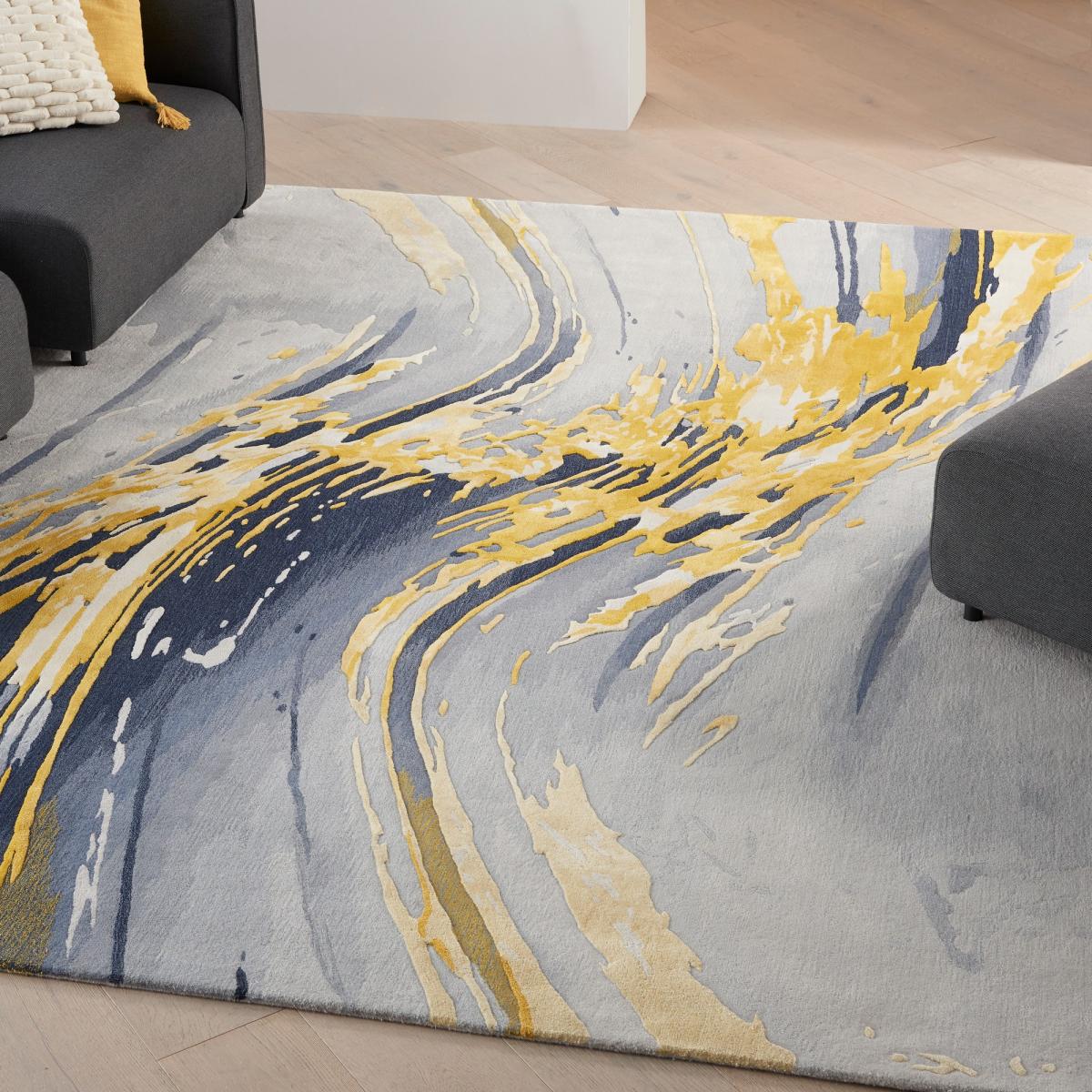 Prismatic Abstract Rugs PRS24 by Nourison in Grey Gold236x297cm – image 2