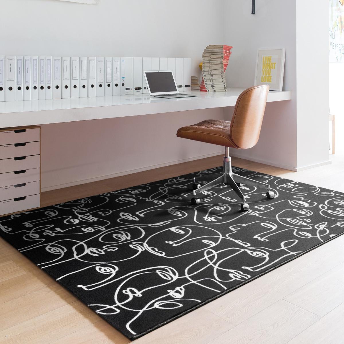 Tiago 46316 AF900 Modern Faces Rugs in Black White – image 2
