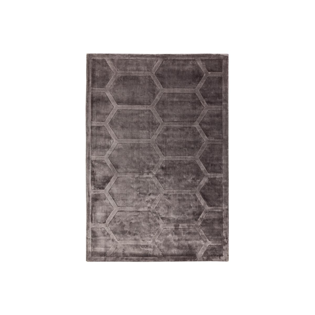 Modern Plain Kingsley Rug with Carved Design in Gunmetal 160x230cm