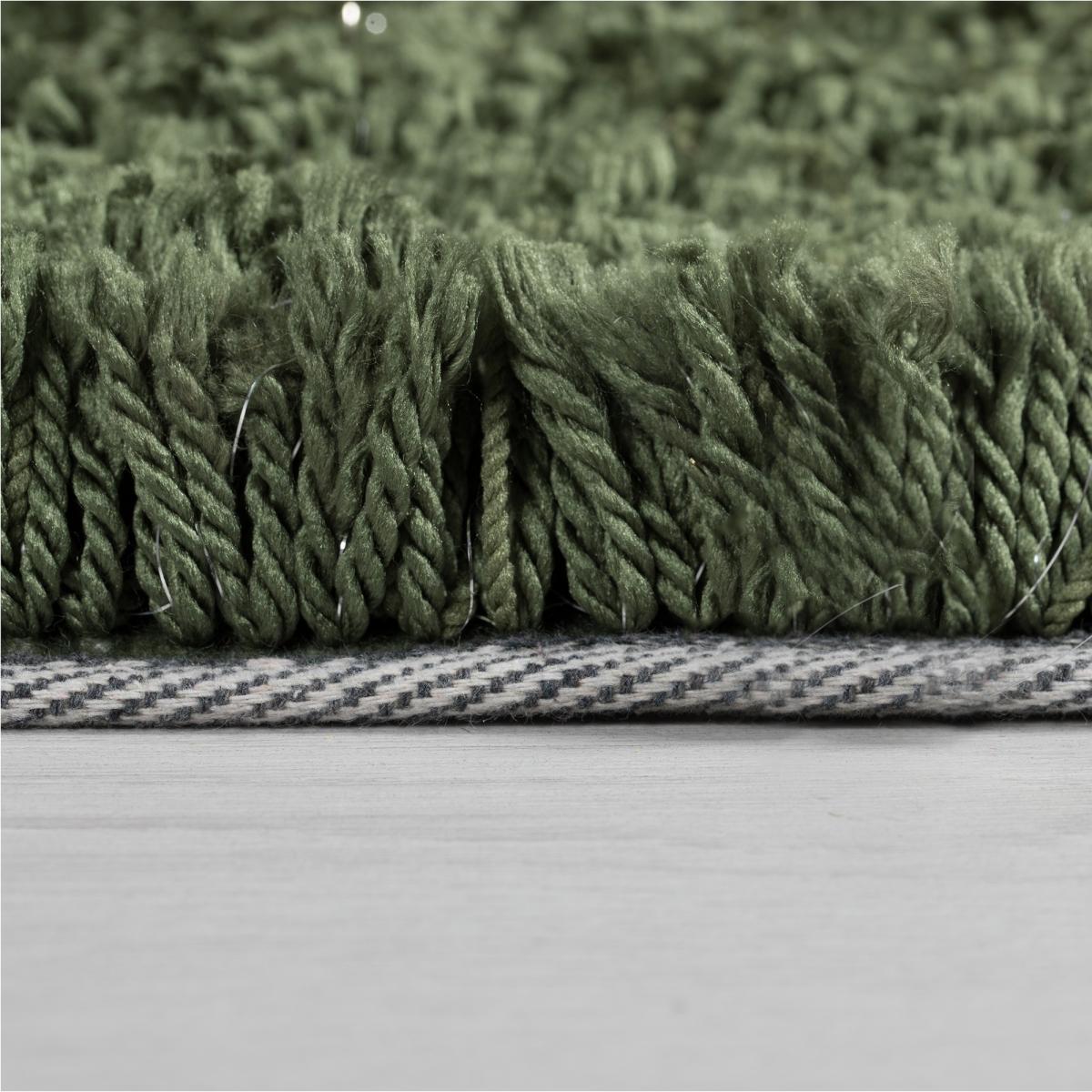 Veloce Modern Shaggy Plain Shimmer Rugs in Green – image 2