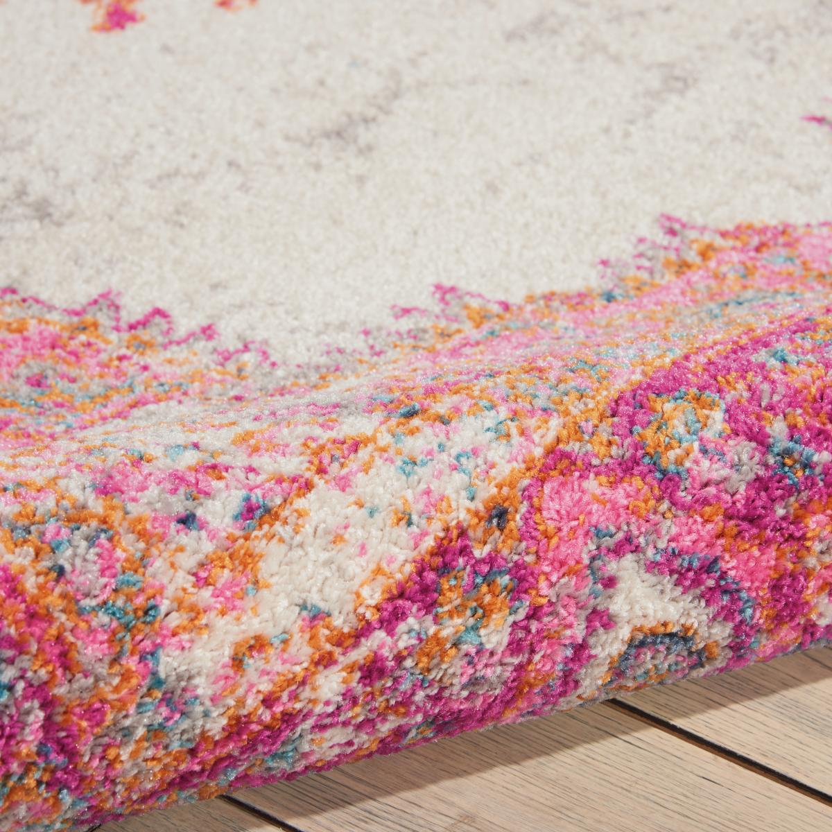 Passion Traditional Medallion Persian Rugs PSN03 in Ivory and Fuchsia 201x290cm – image 3