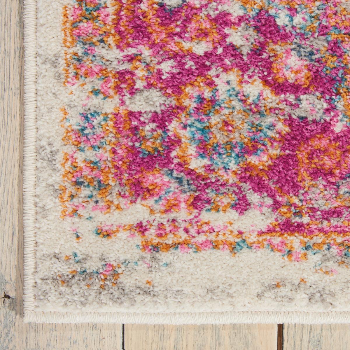Passion Traditional Medallion Persian Rugs PSN03 in Ivory and Fuchsia 201x290cm – image 1