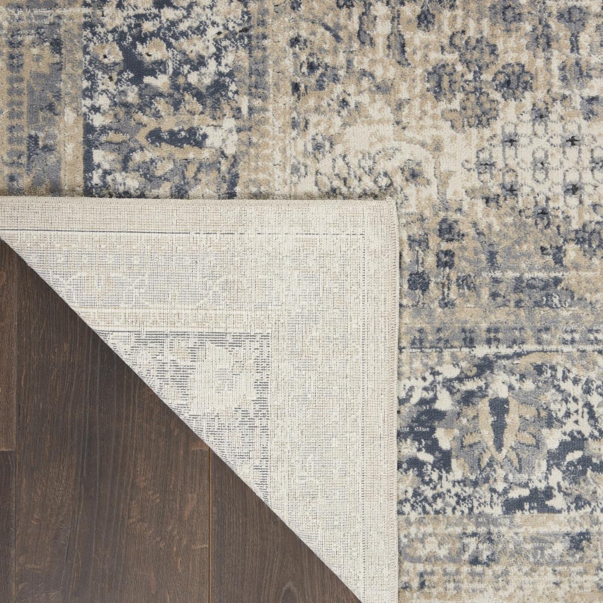 Malta Traditional Border Hallway Runner Rugs MAI12 by Kathy Ireland in Ivory and Blue 67x235cm – image 2