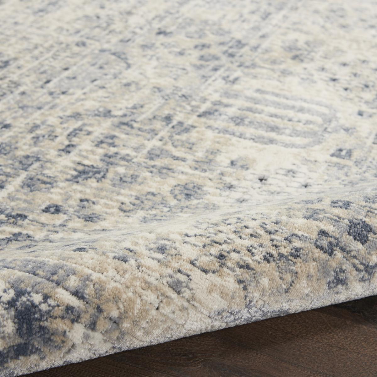 Malta Traditional Border Hallway Runner Rugs MAI12 by Kathy Ireland in Ivory and Blue 67x235cm – image 3