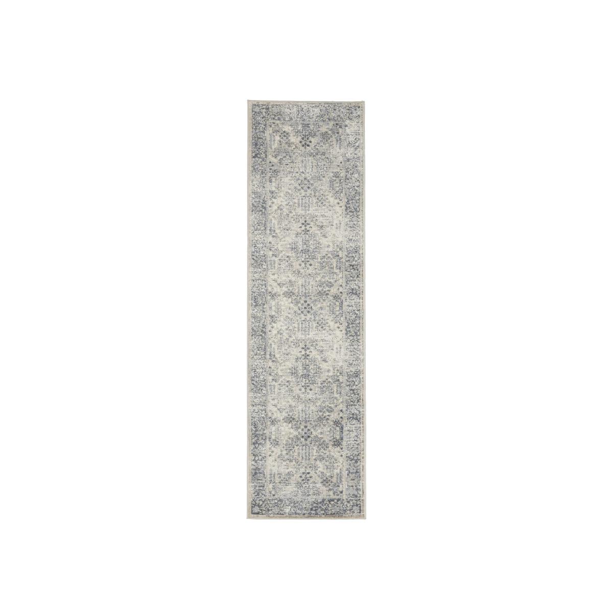 Malta Traditional Border Hallway Runner Rugs MAI12 by Kathy Ireland in Ivory and Blue 67x235cm – image 1