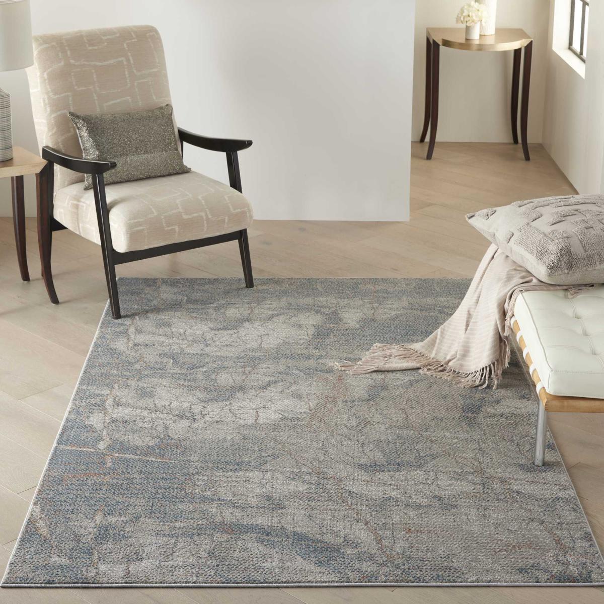Rustic Textures RUS15 Abstract Rugs in Grey Blue – image 1