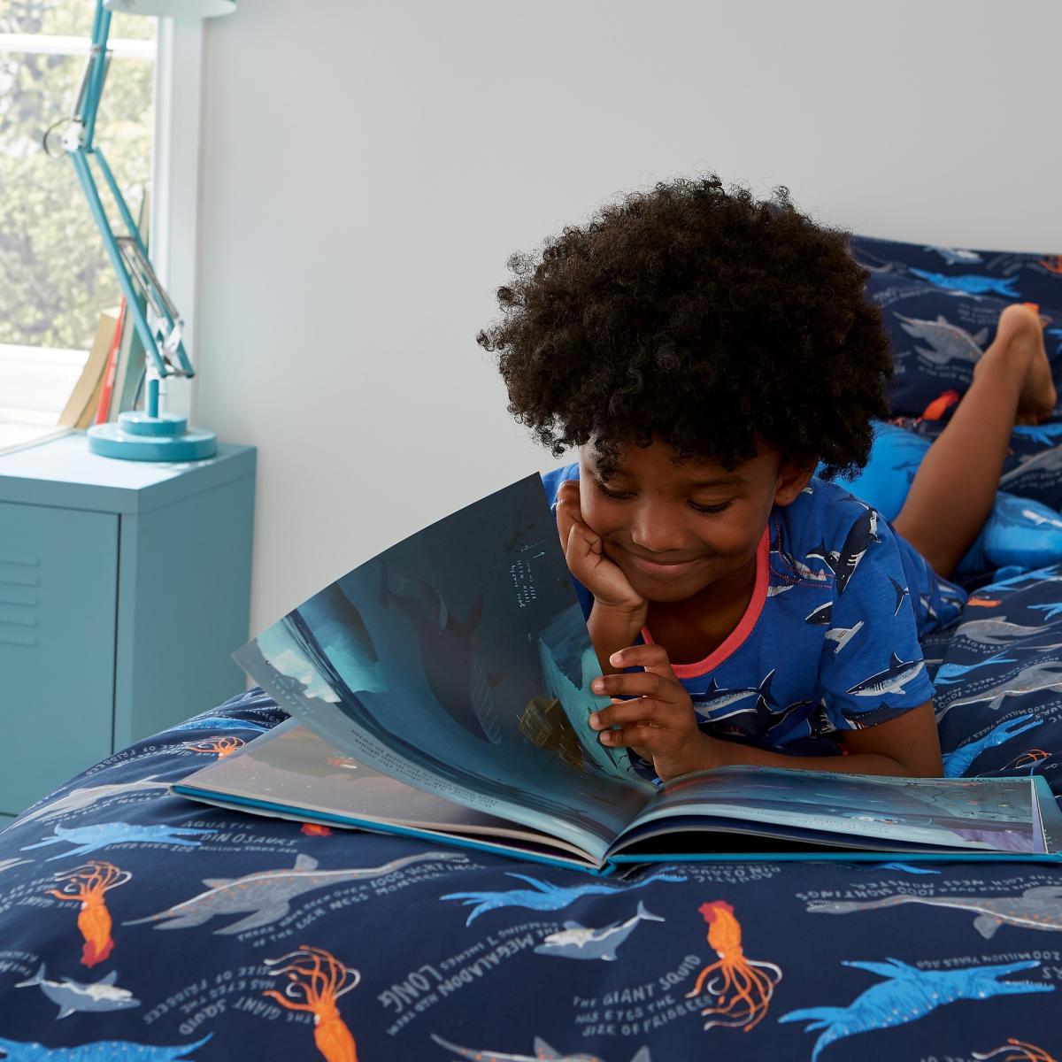 Sea Monsters Cotton Bedding Set by Joules in Navy Blue&nbsp;137x200cm – image 3
