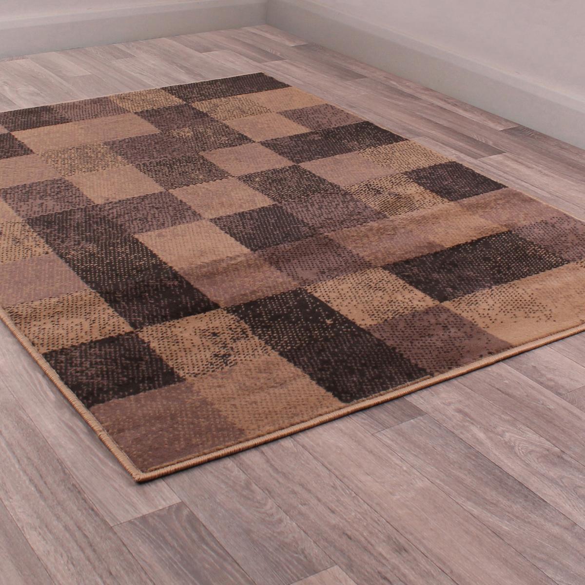 Squares Geometric Rugs in Taupe Brown 60x110cm – image 5