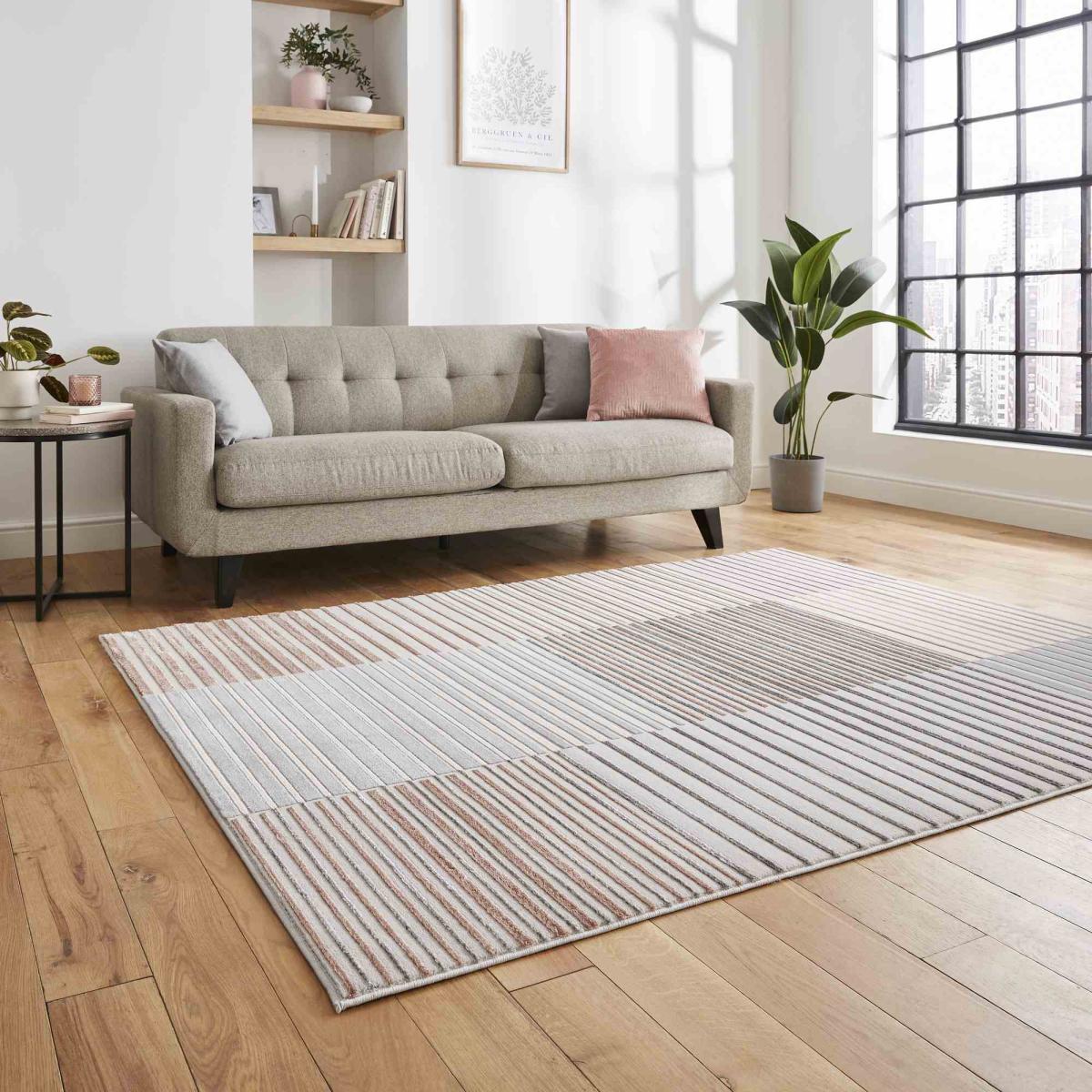 Apollo 2681 Modern Geometric Block Rugs in Grey Rose Pink160x220cm – image 2
