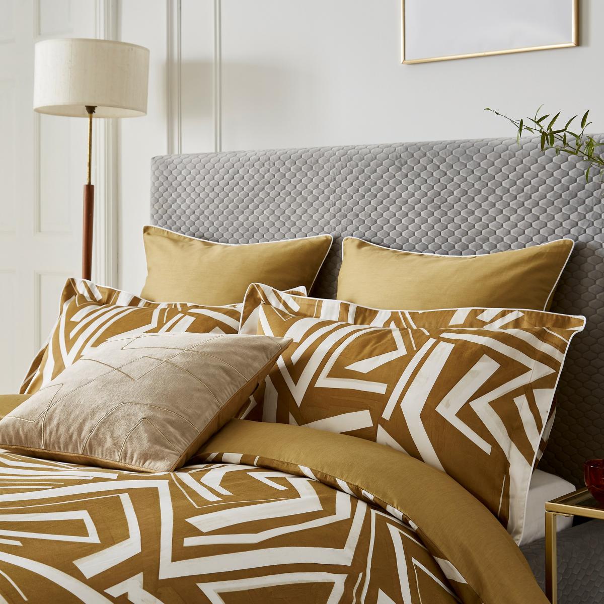 Transverse Abstract Bedding by Harlequin in Saffron Yellow 220x230cm – image 1