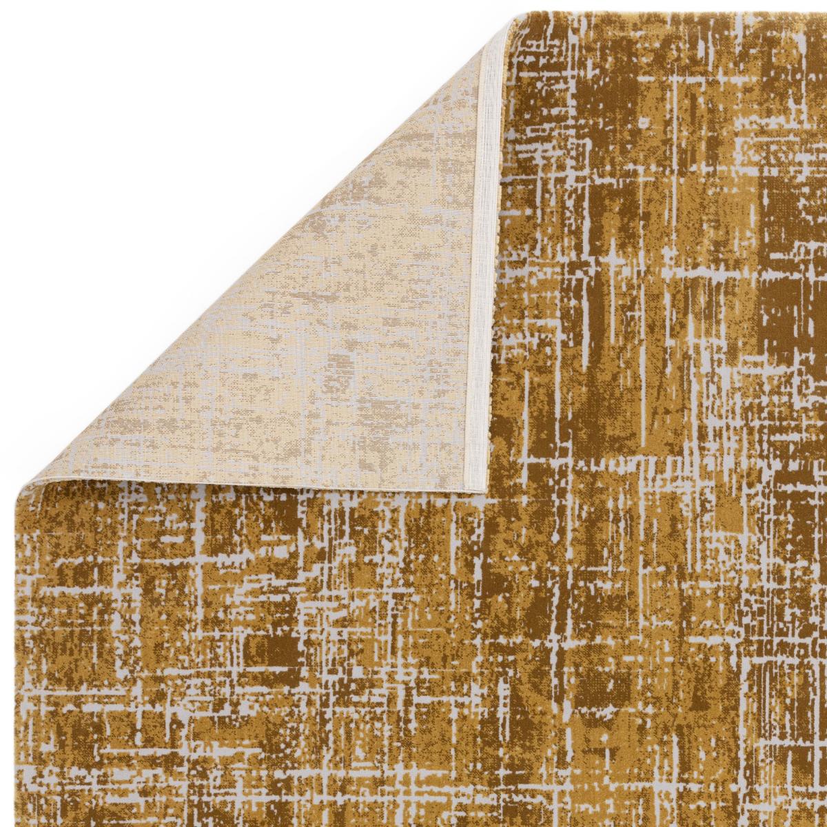 Kuza Abstract Modern Distressed Rug in Gold 120x170cm – image 3