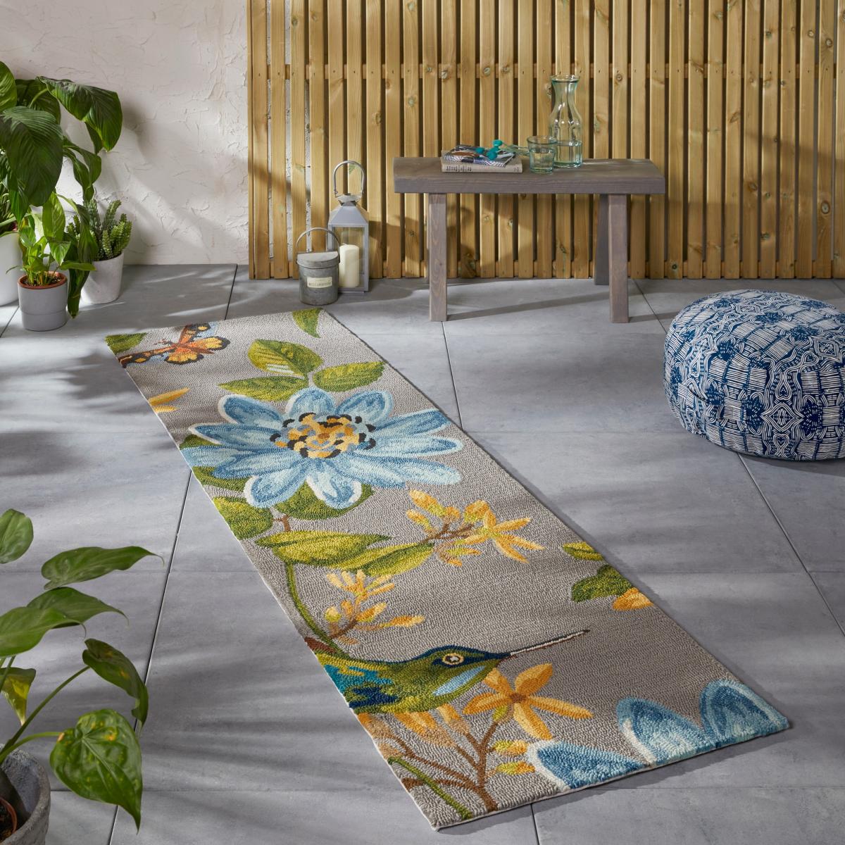 Spring Lotus Indoor Outdoor 438504 Runner Rugs by Wedgwood in Grey60x200cm – image 1