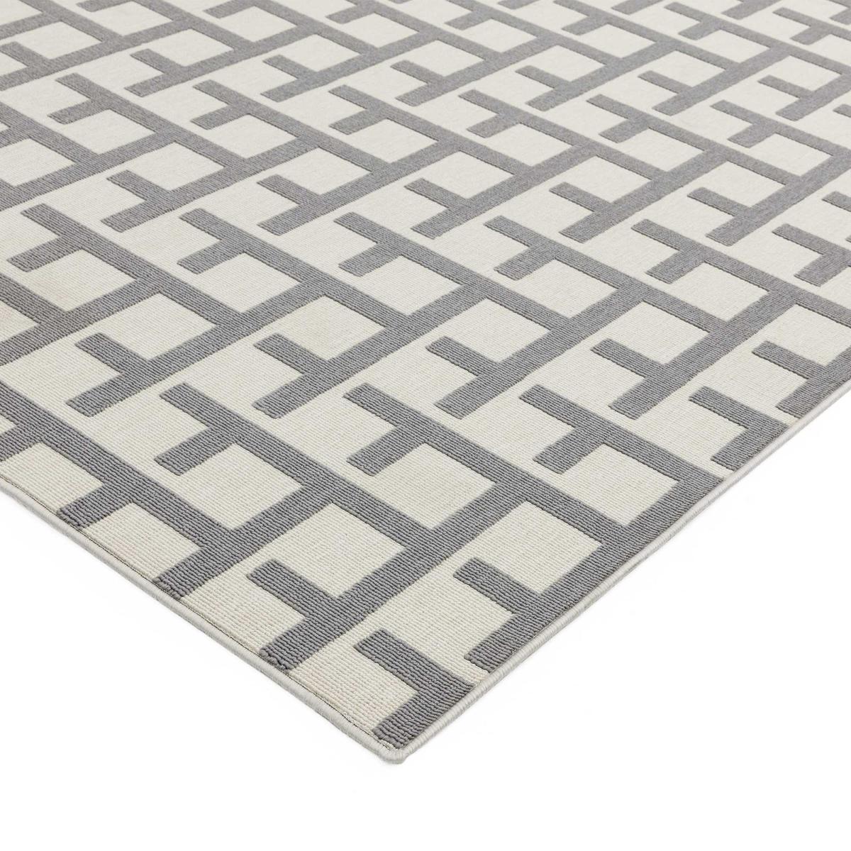 Antibes Grid Outdoor Rugs in AN03 White Grey – image 2