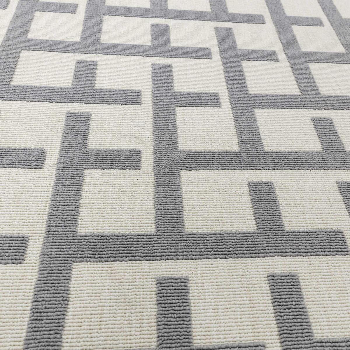 Antibes Grid Outdoor Rugs in AN03 White Grey – image 4