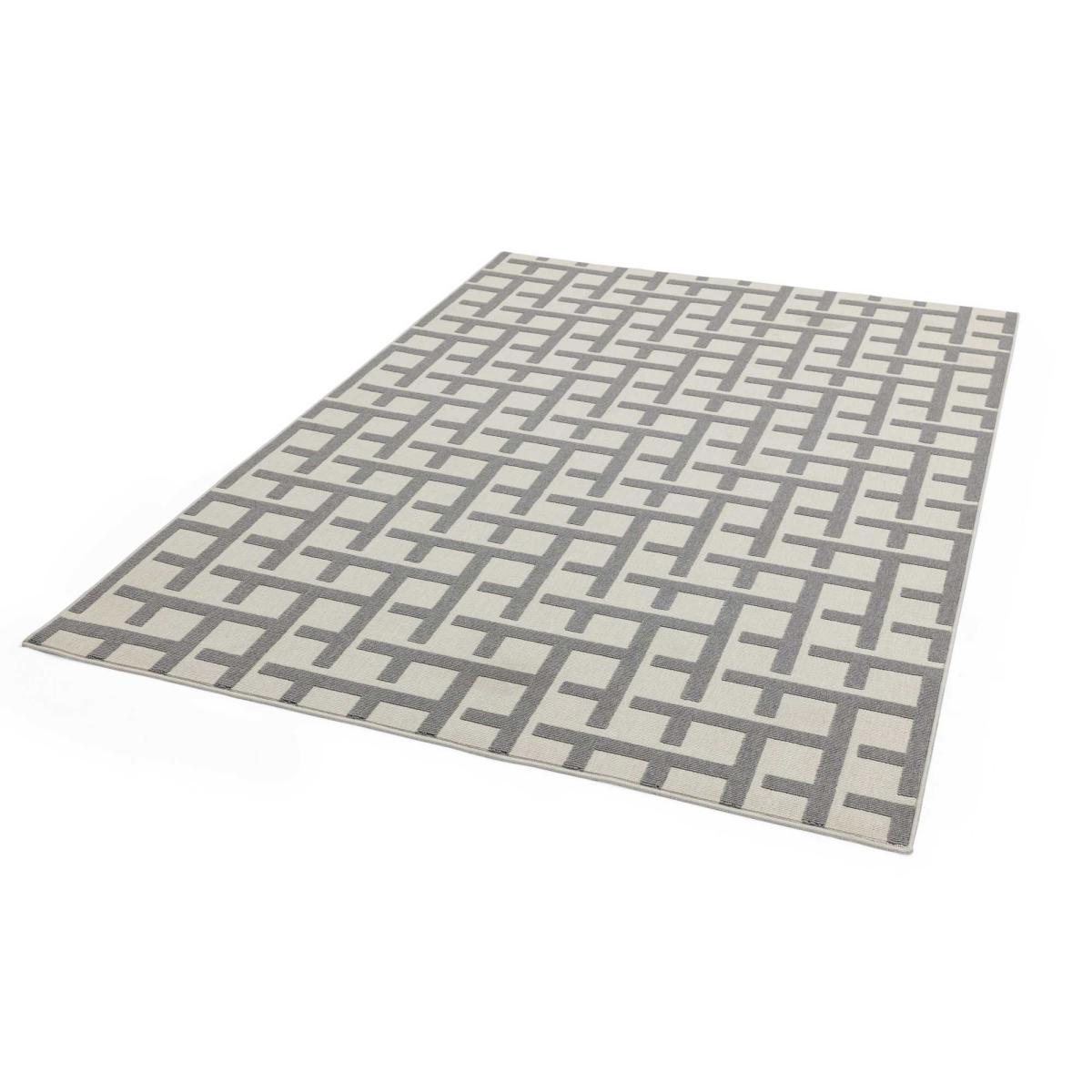 Antibes Grid Outdoor Rugs in AN03 White Grey – image 5