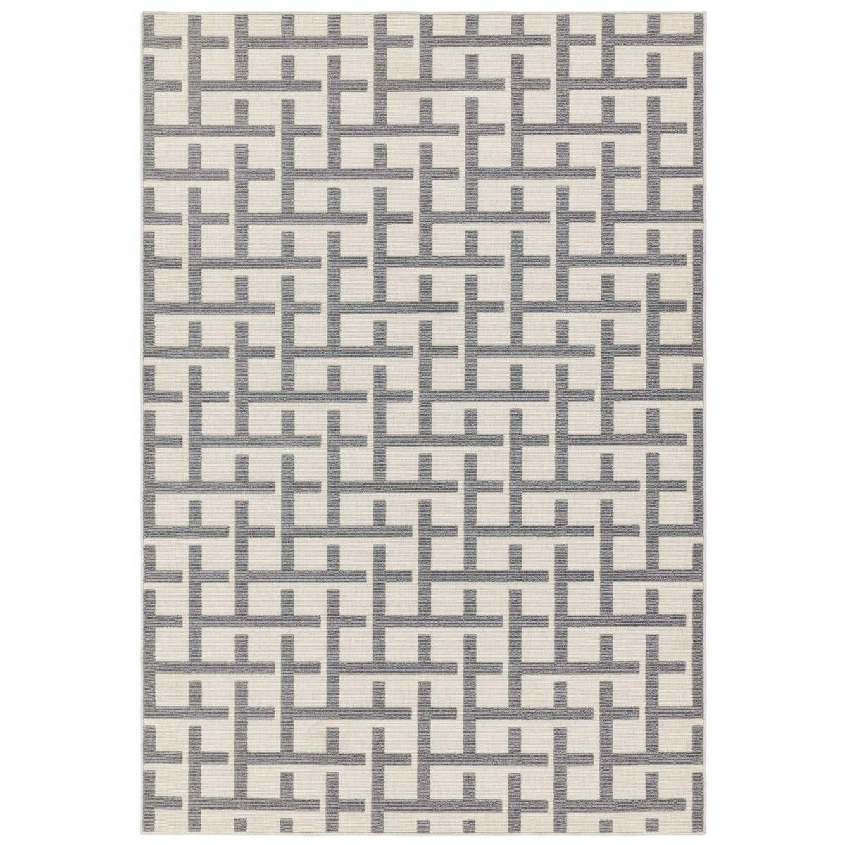 Antibes Grid Outdoor Rugs in AN03 White Grey – image 1