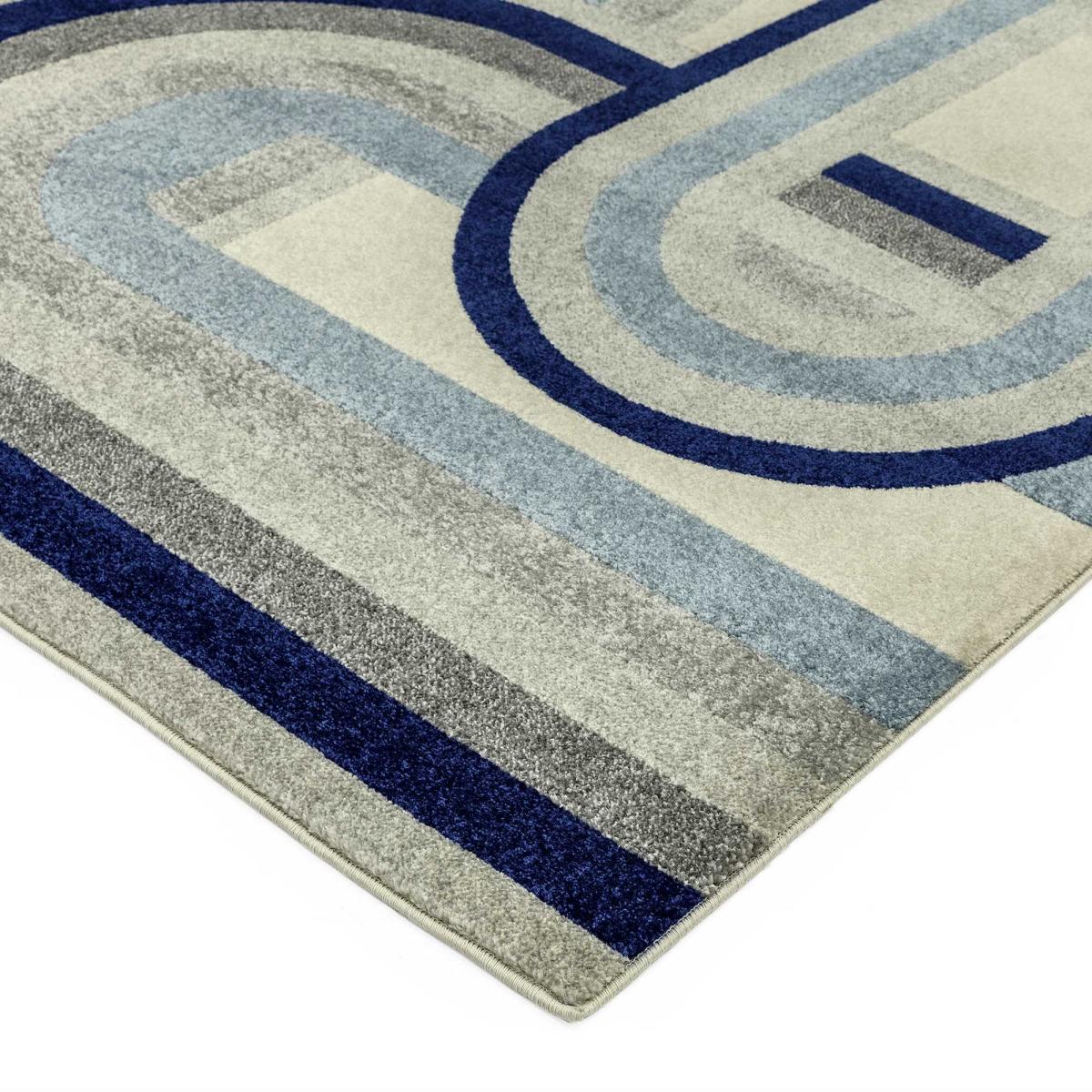 Nova Retro Geometric Rugs NV30 in Blue – image 2