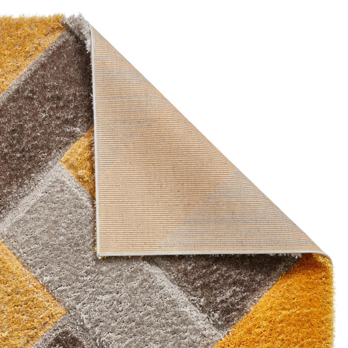 Olympia 2239 Grey Yellow Geometric Shaggy Rug 120x170cm – image 2