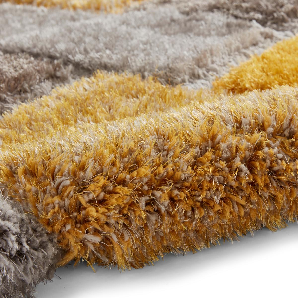 Olympia 2239 Grey Yellow Geometric Shaggy Rug 120x170cm – image 3