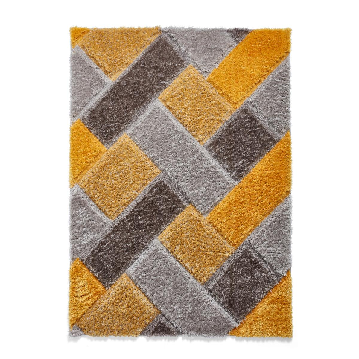 Olympia 2239 Grey Yellow Geometric Shaggy Rug 120x170cm – image 5