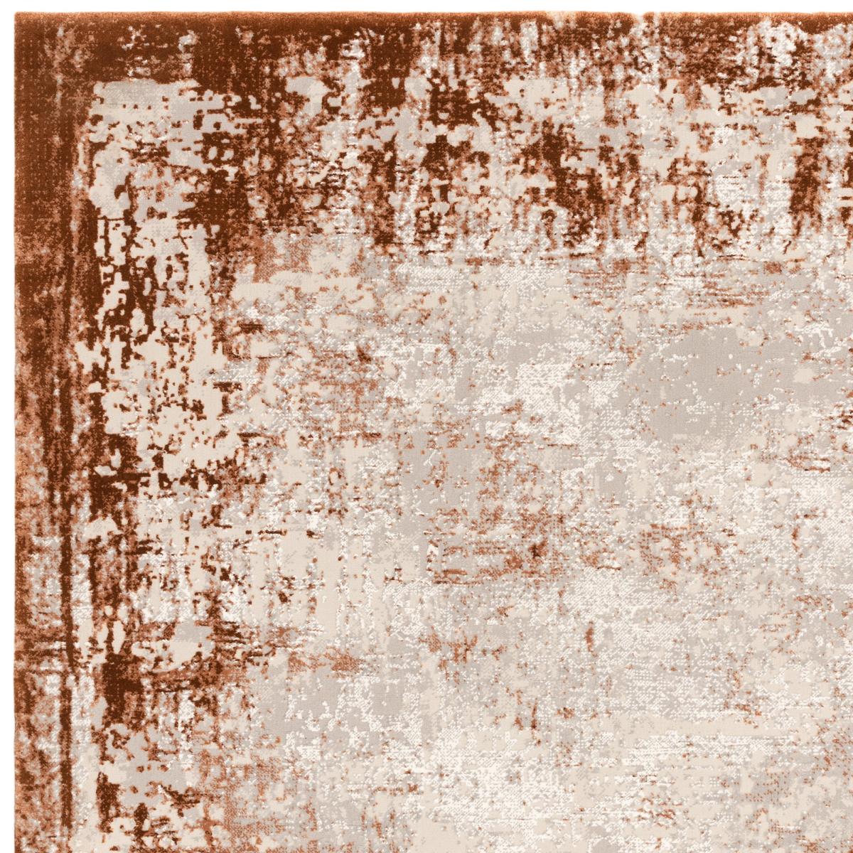 Kuza Border Modern Distressed Rug in Terracotta Orange 160x230cm – image 2