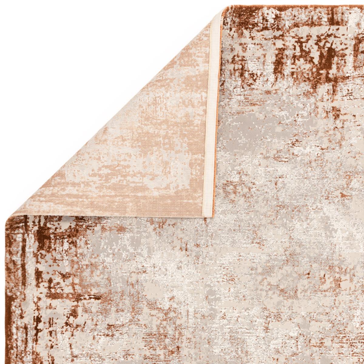 Kuza Border Modern Distressed Rug in Terracotta Orange 160x230cm – image 3
