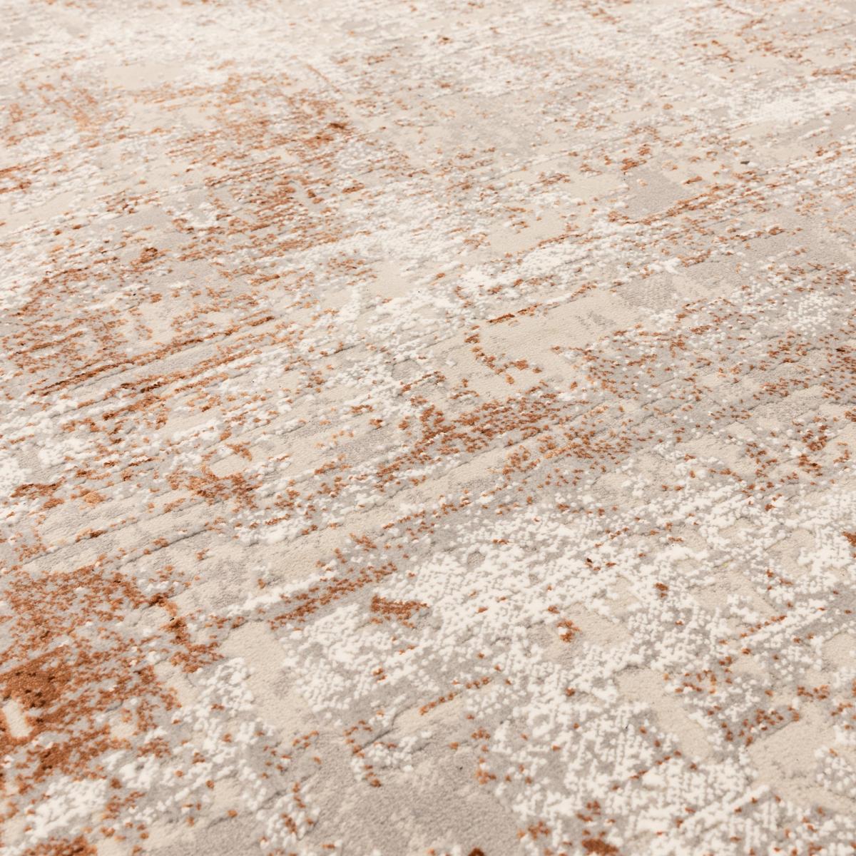 Kuza Border Modern Distressed Rug in Terracotta Orange 160x230cm – image 4