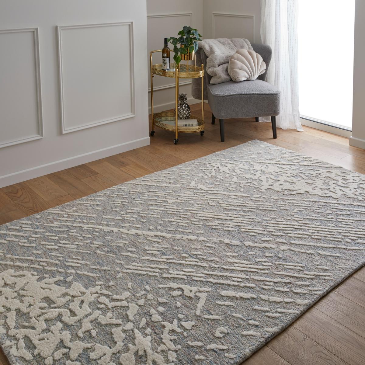 Hampton Tokyo Contemporary Abstract Wool Rug in Grey Ivory160x230cm – image 1