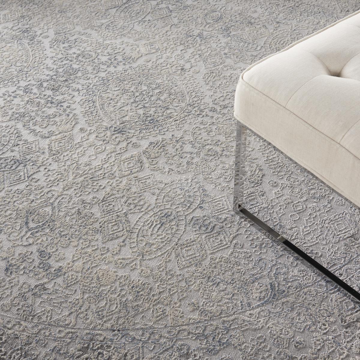 Rustic Textures RUS09 Abstract Circle Rugs in Ivory Light Blue 160x160cm – image 2