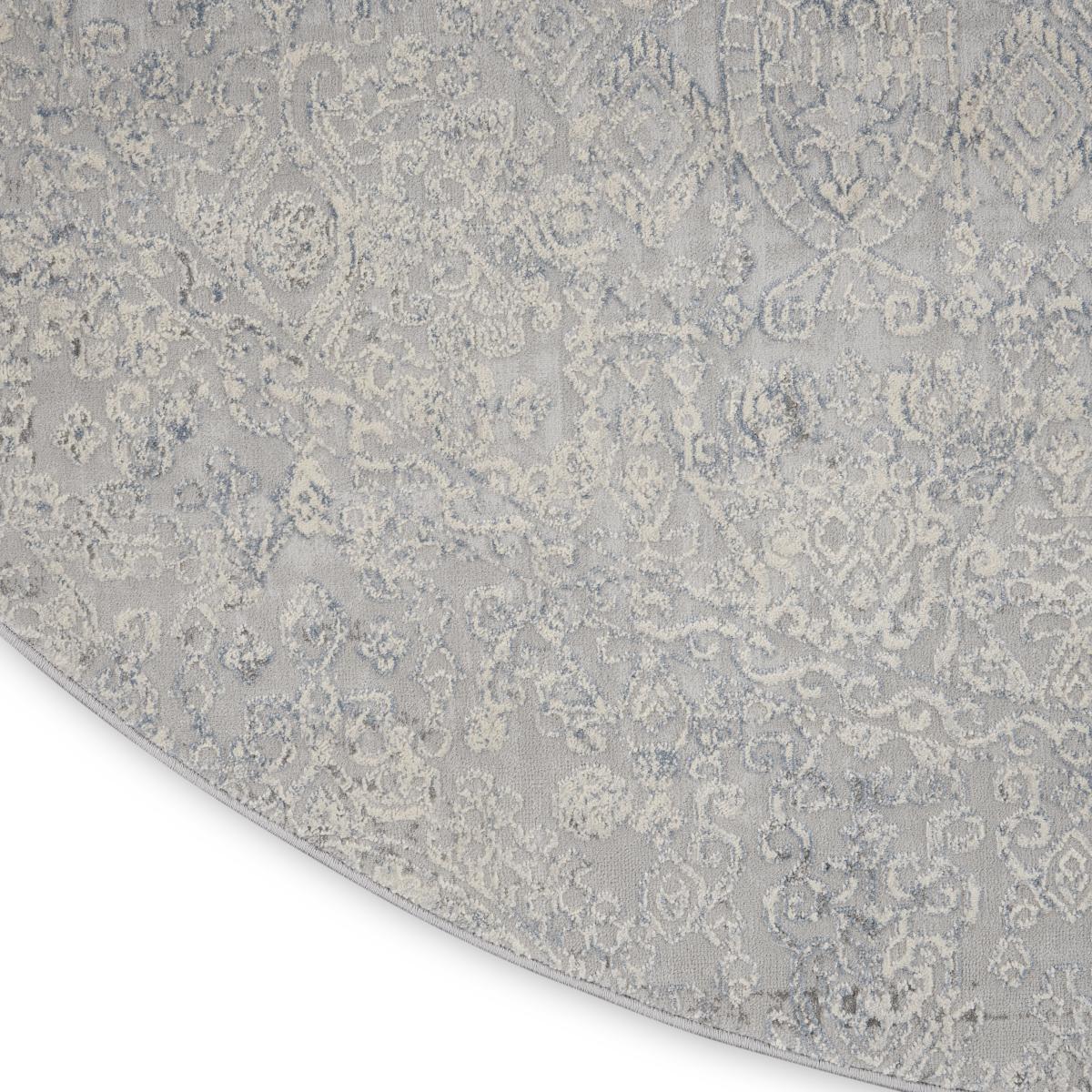 Rustic Textures RUS09 Abstract Circle Rugs in Ivory Light Blue 160x160cm – image 3