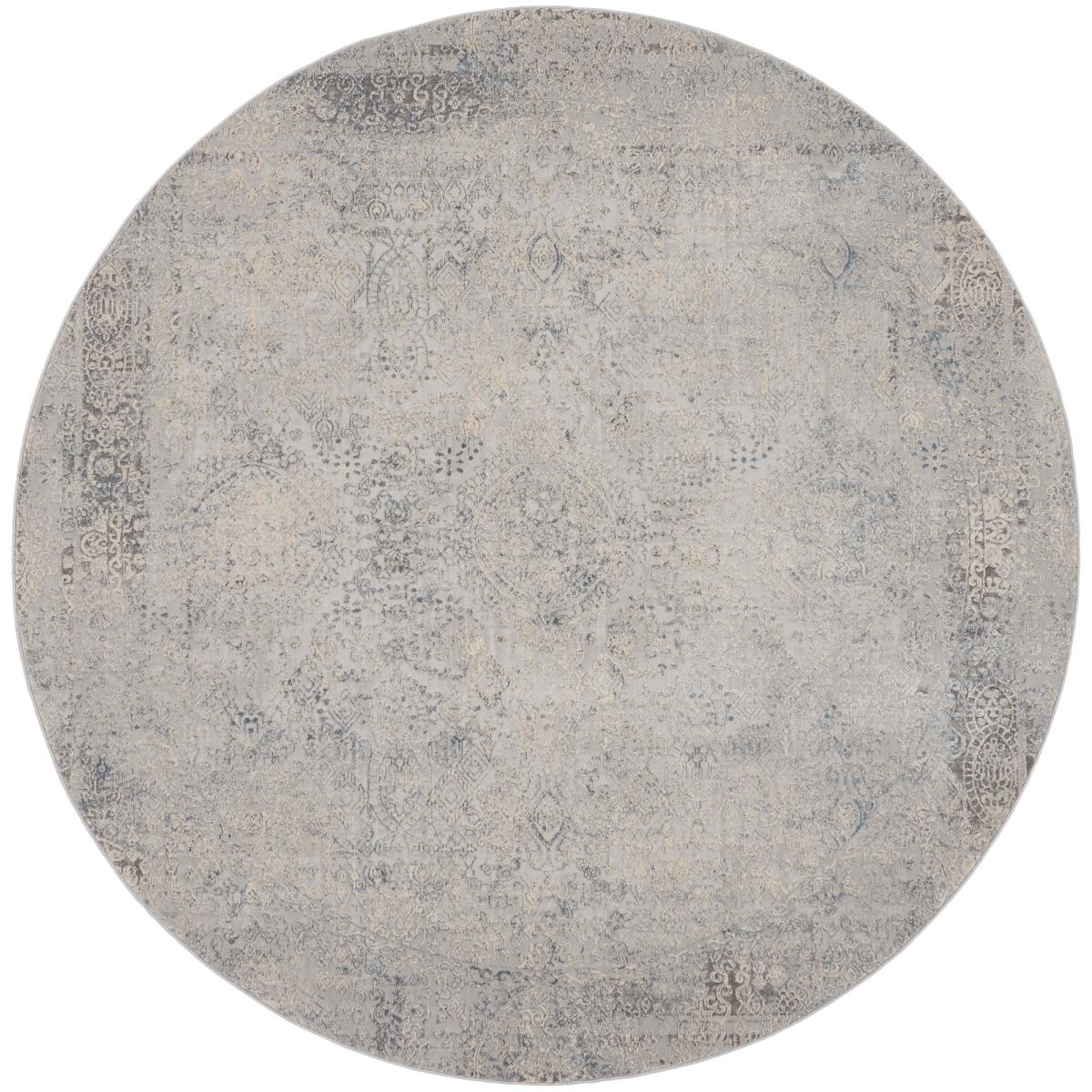 Rustic Textures RUS09 Abstract Circle Rugs in Ivory Light Blue 160x160cm – image 4