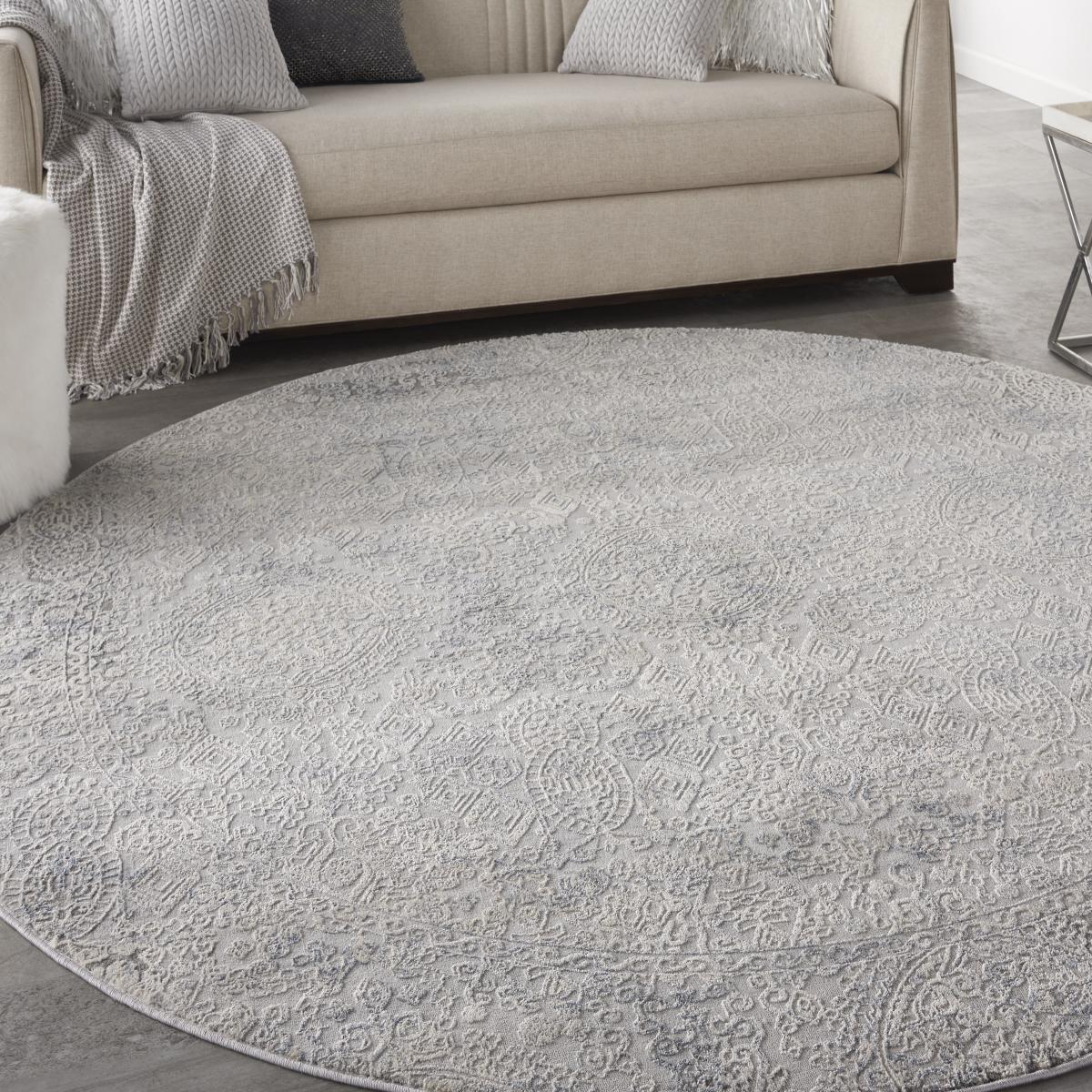 Rustic Textures RUS09 Abstract Circle Rugs in Ivory Light Blue 160x160cm – image 5