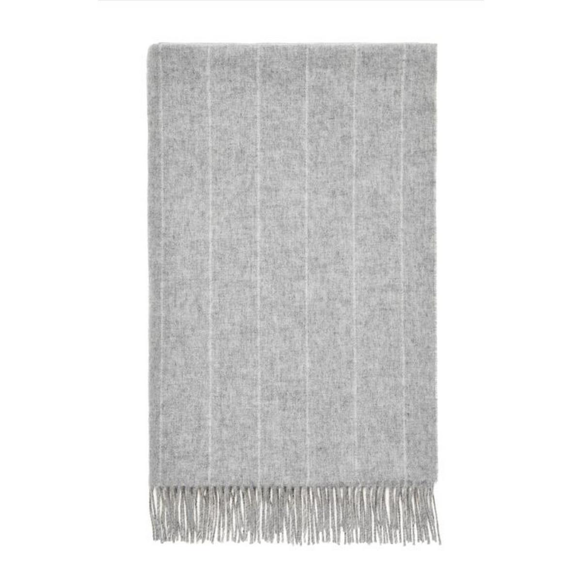 Fletcher Pinstripe Merino Lambs Wool Throw by LuxeTapi in Grey140x185cm – image 2