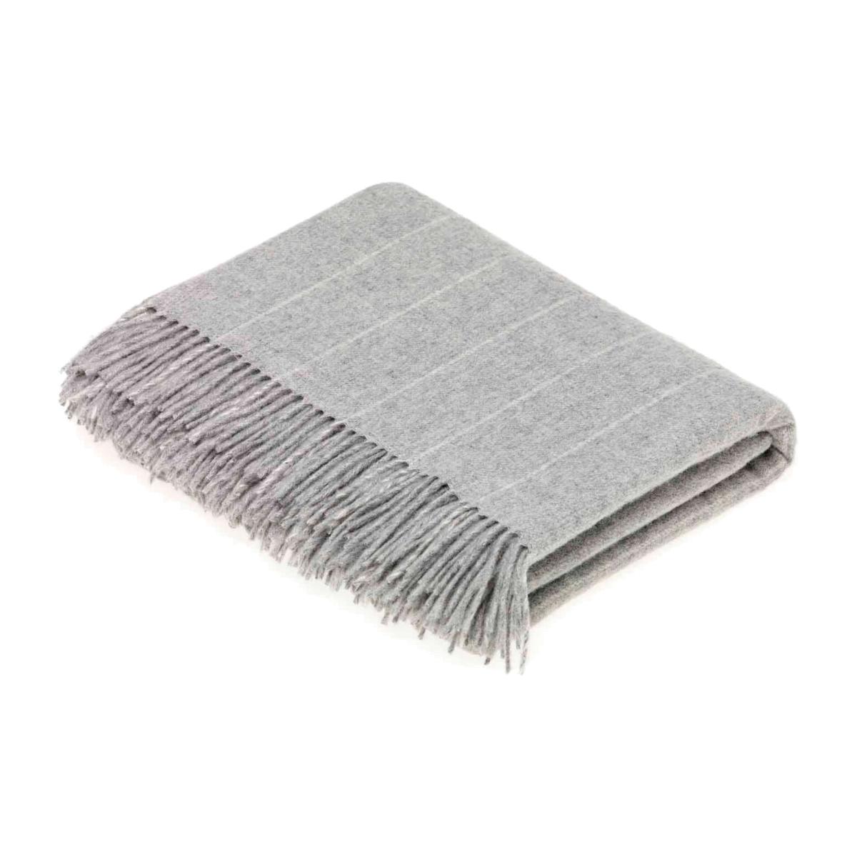 Fletcher Pinstripe Merino Lambs Wool Throw by LuxeTapi in Grey140x185cm – image 1
