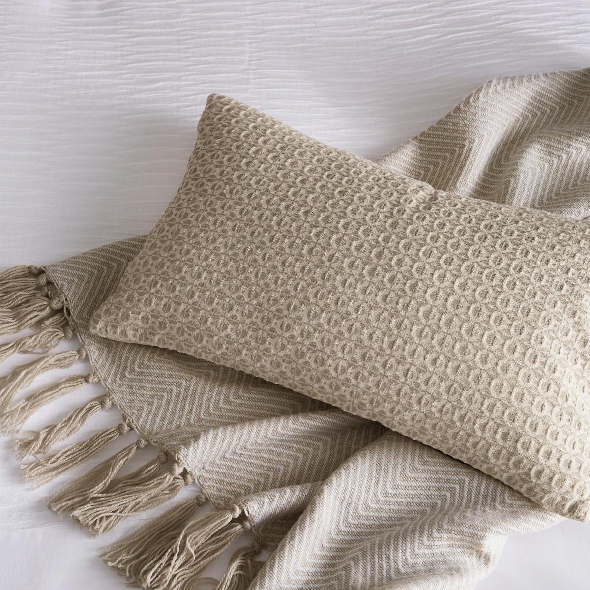 Serenity Printed Geometric Cushion by Katie Piper in Linen50x30cm – image 1