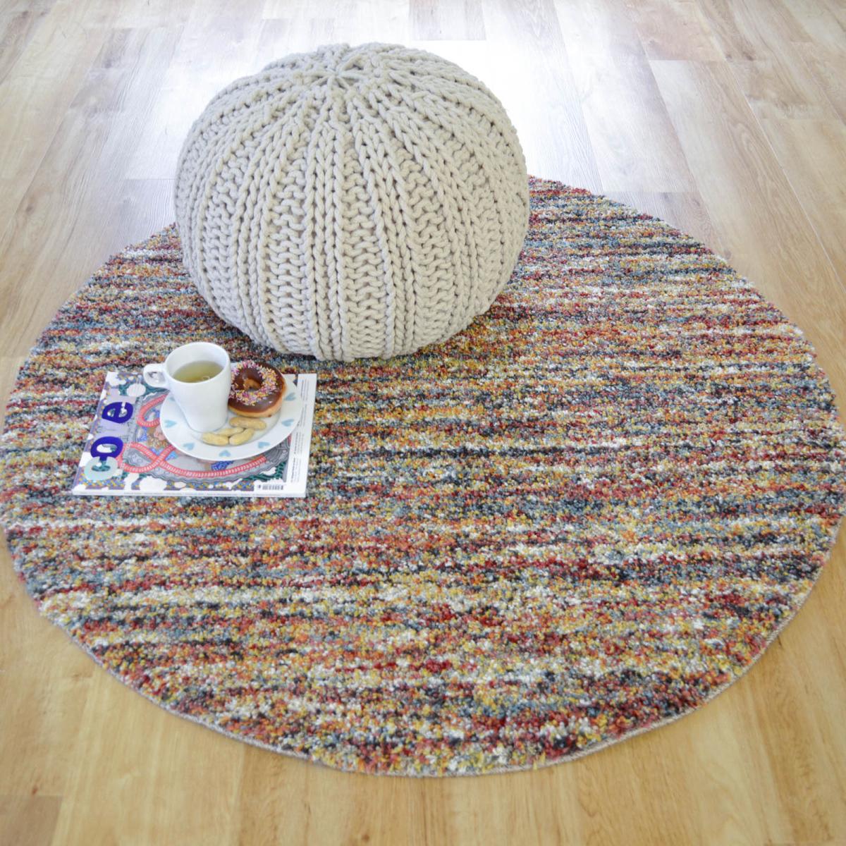 Mehari 23067 2959 Abstract Shaggy Circle Rugs in Rust 240x240cm – image 5