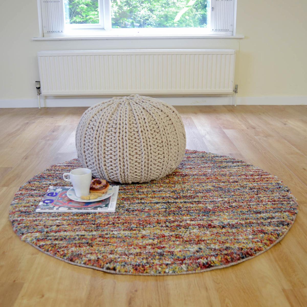 Mehari 23067 2959 Abstract Shaggy Circle Rugs in Rust 240x240cm – image 1