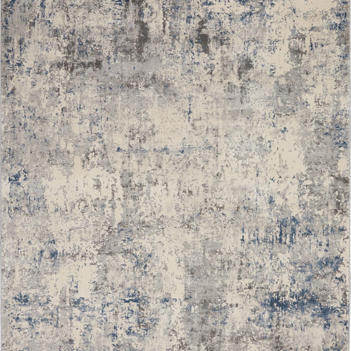 Rustic Textures Abstract Runner Rugs RUS07 in Ivory Grey Blue&nbsp;66x229cm – image 3