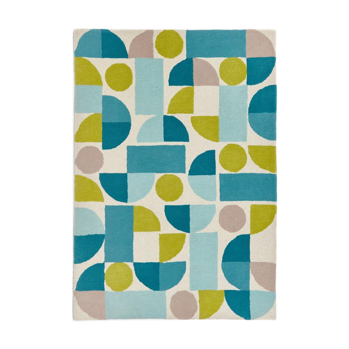 Bauhaus 3 Geometric Wool Rugs in Blue Multi – image 2