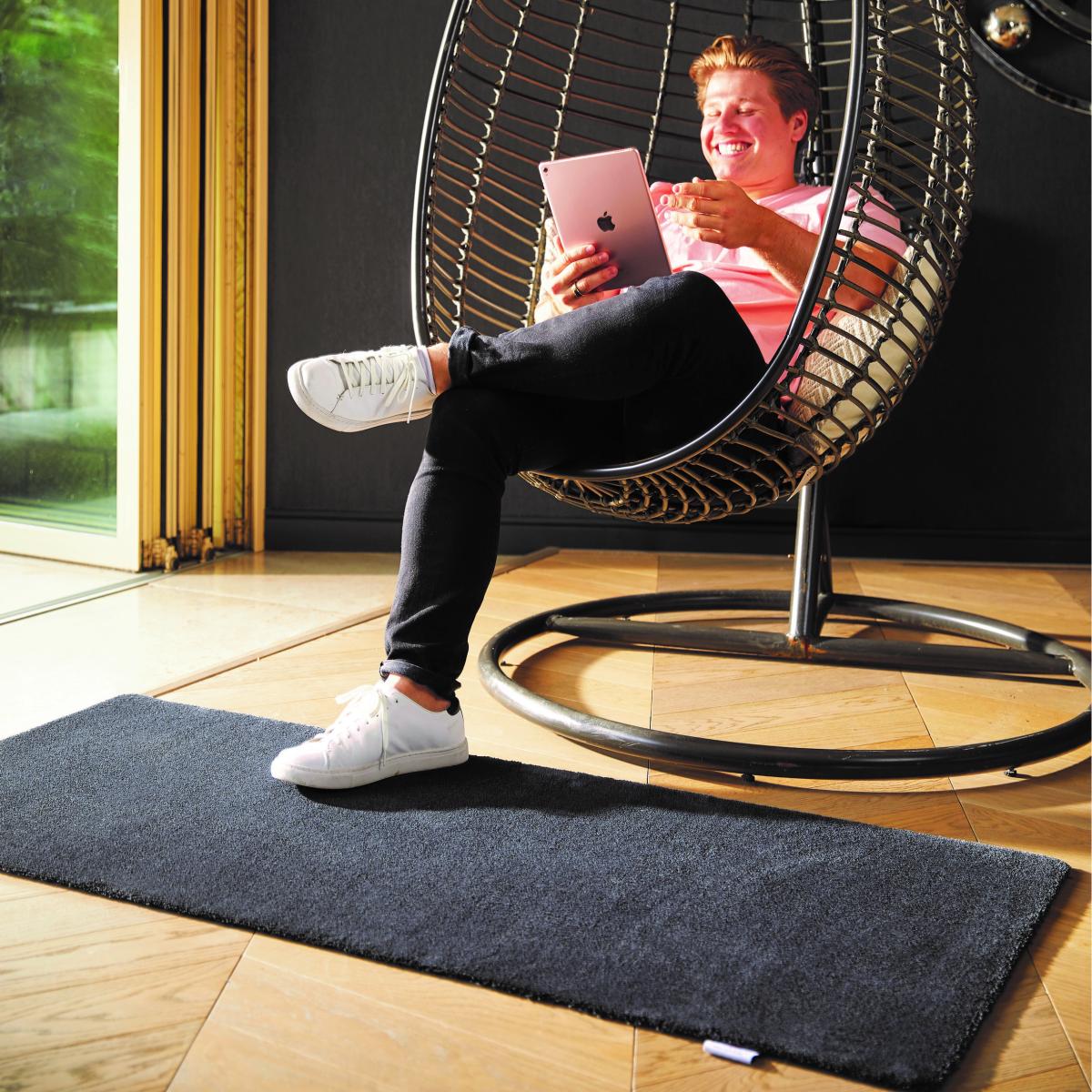 Sense Plain Washable Rug in Charcoal Grey 65x100cm – image 1