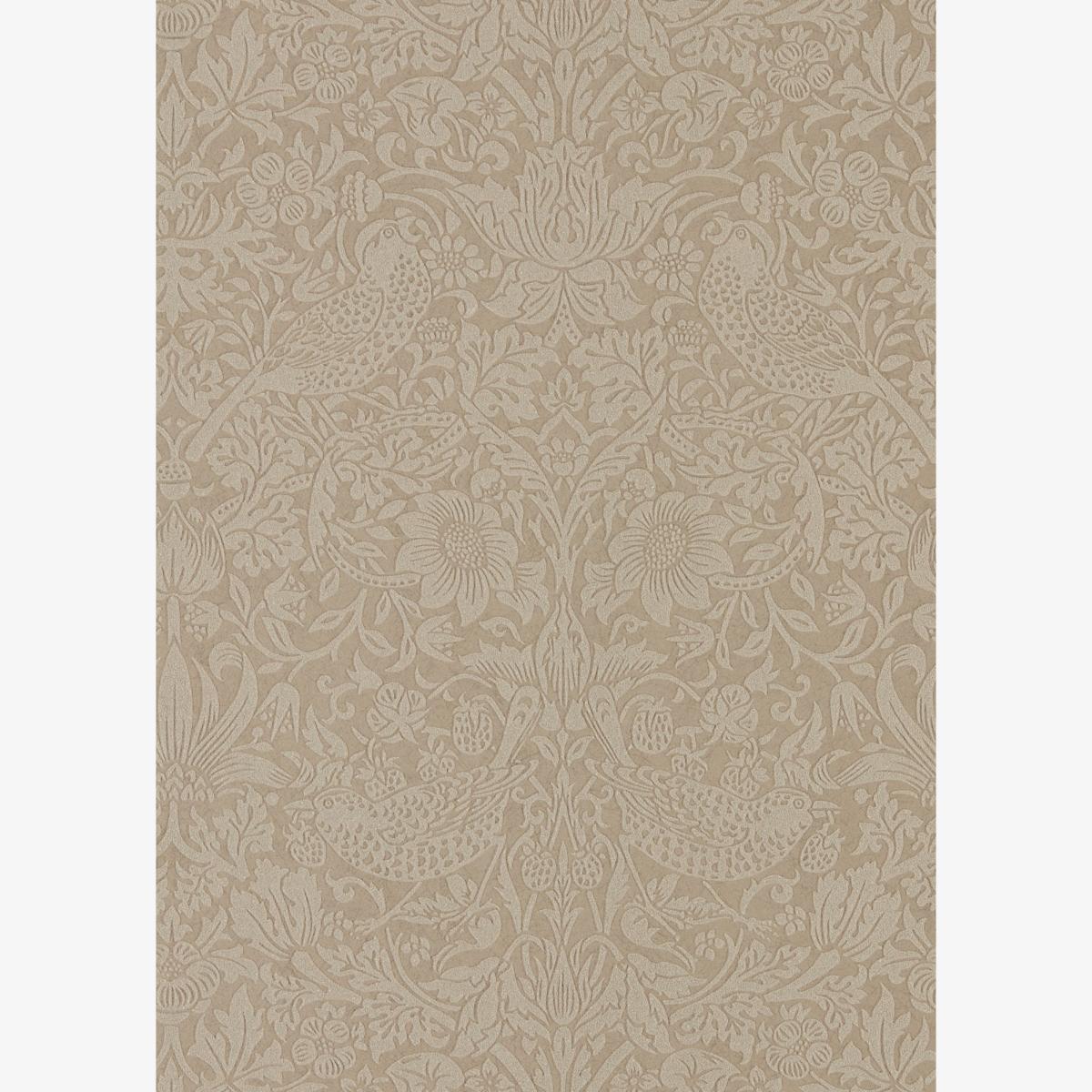 Pure Strawberry Thief Wallpaper 216019 by Morris & Co in Taupe Gilver Roll
