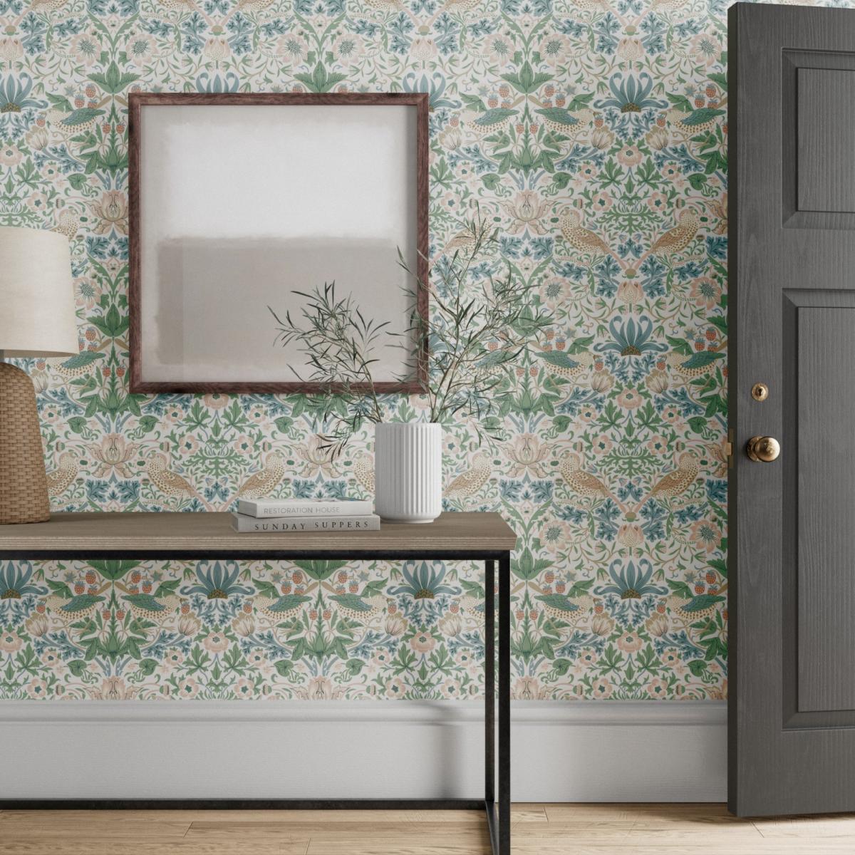 Simply Strawberry Thief Wallpaper 217061 by Morris & Co in Cochineal Pink Roll – image 2