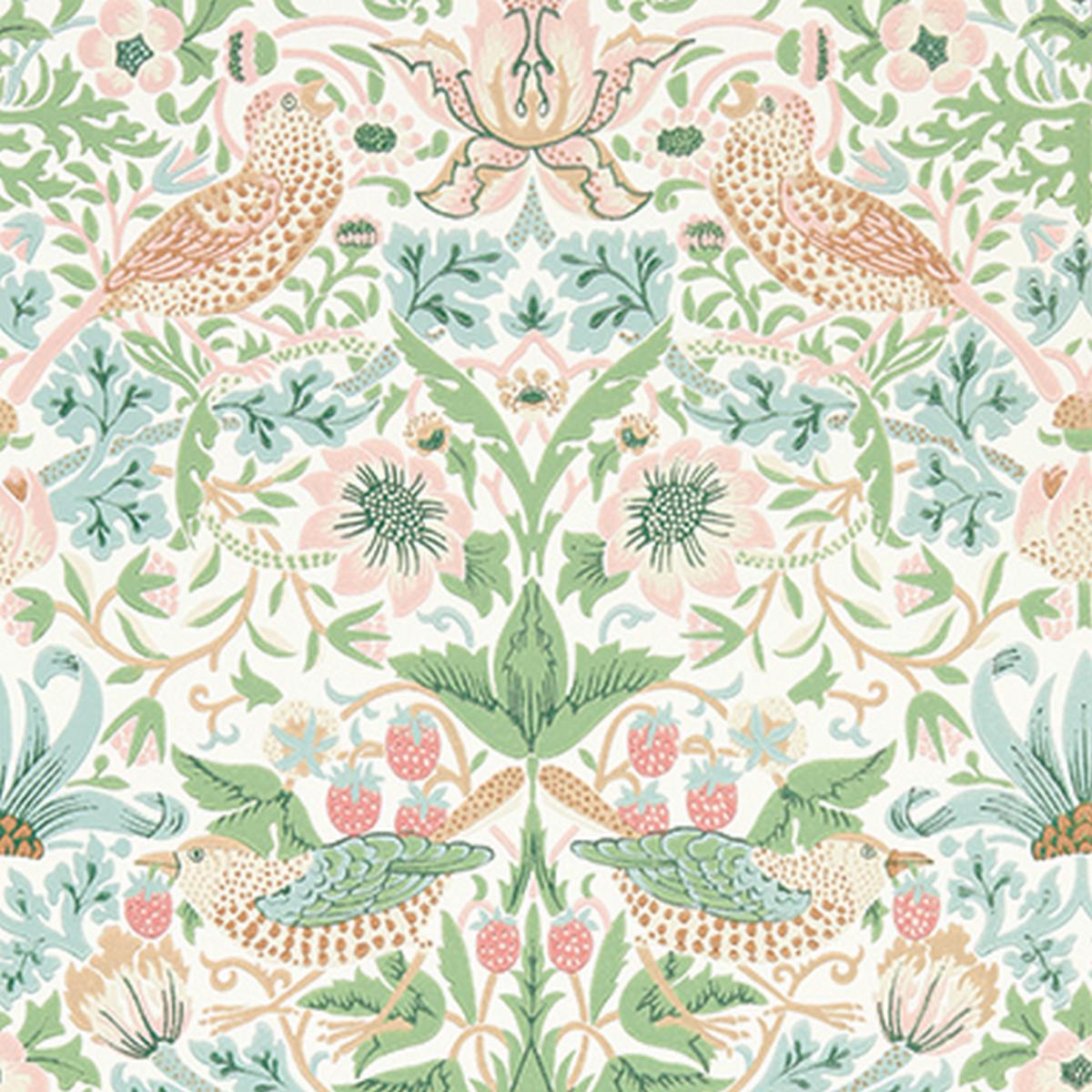 Simply Strawberry Thief Wallpaper 217061 by Morris & Co in Cochineal Pink Roll – image 1