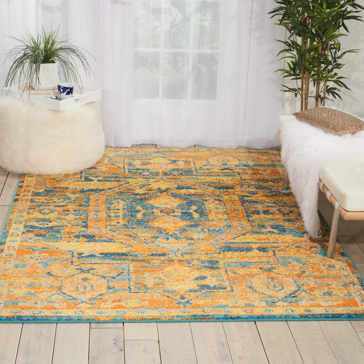 Passion Rugs PSN07 in Teal and Sun 160x221cm – image 4