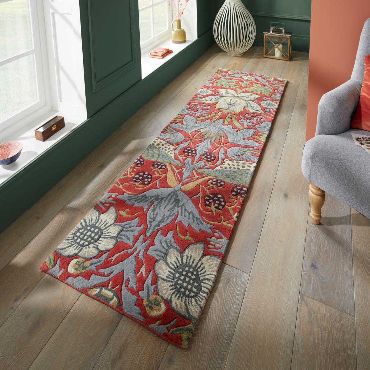 Strawberry Thief 027700 Runner Rugs in Crimson by William Morris 67x230cm – image 1