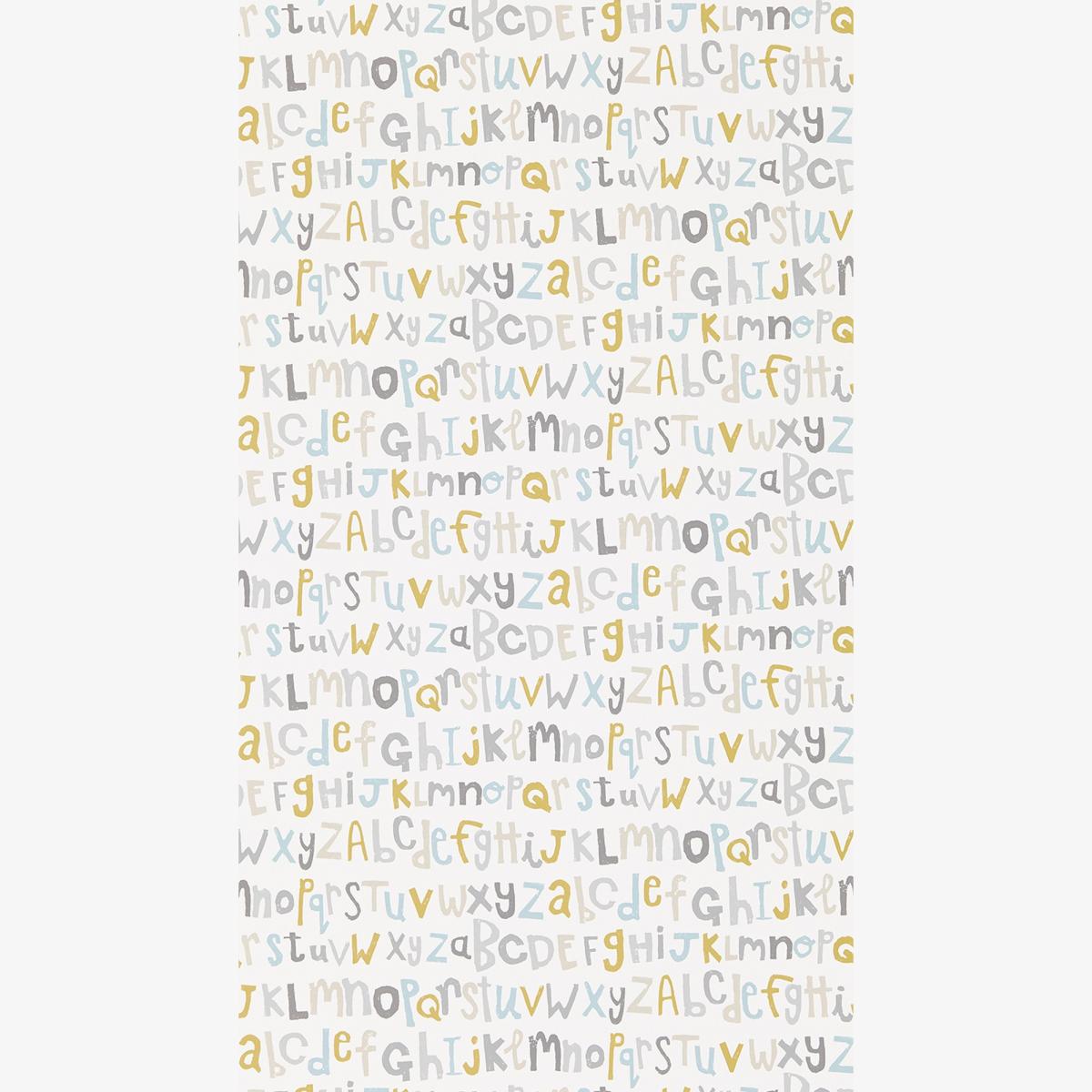 Letters Play Wallpaper 111280 by Scion in Slate Biscuit Maize Roll