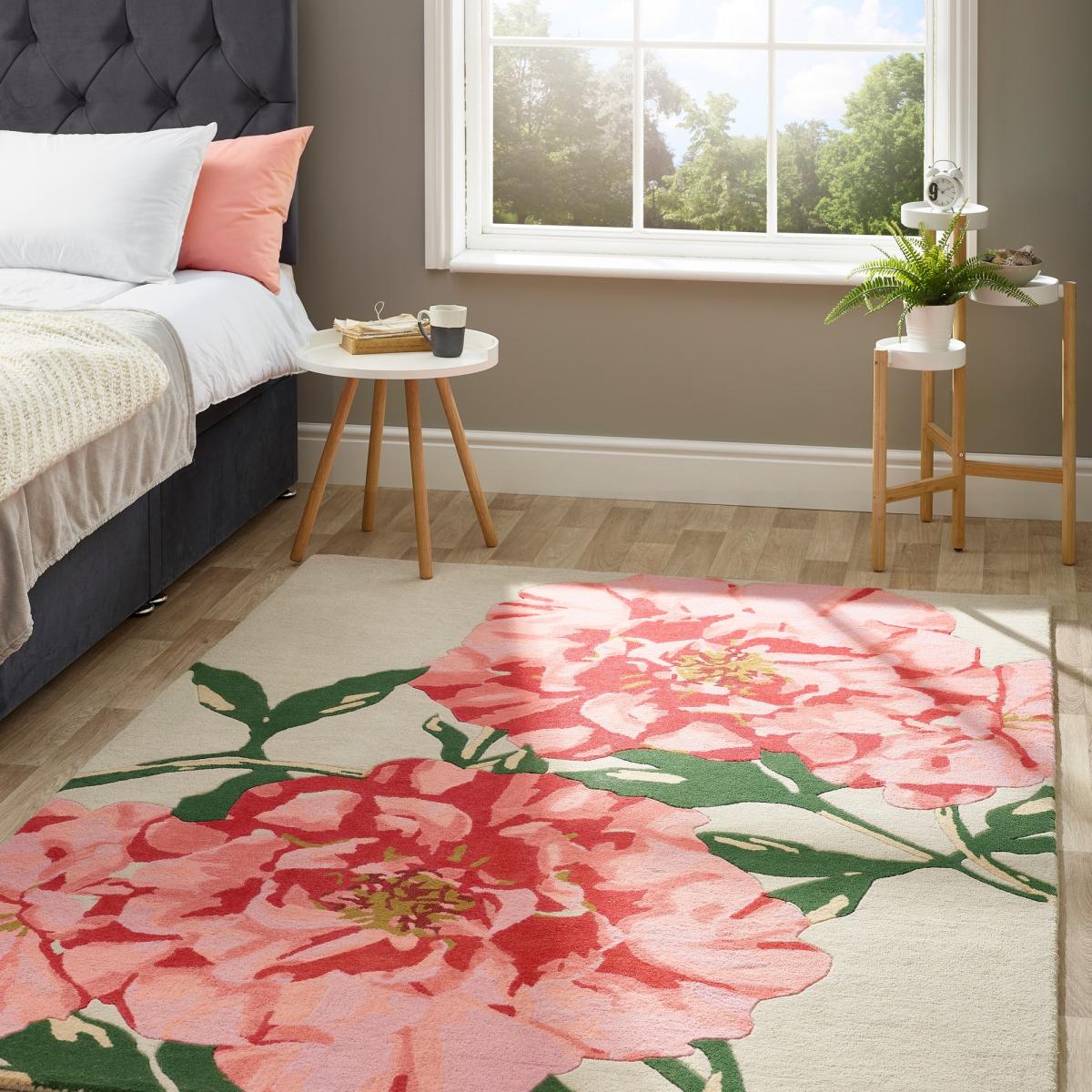 Flowerburst Flowerpop Floral Wool Rugs in Pink – image 1