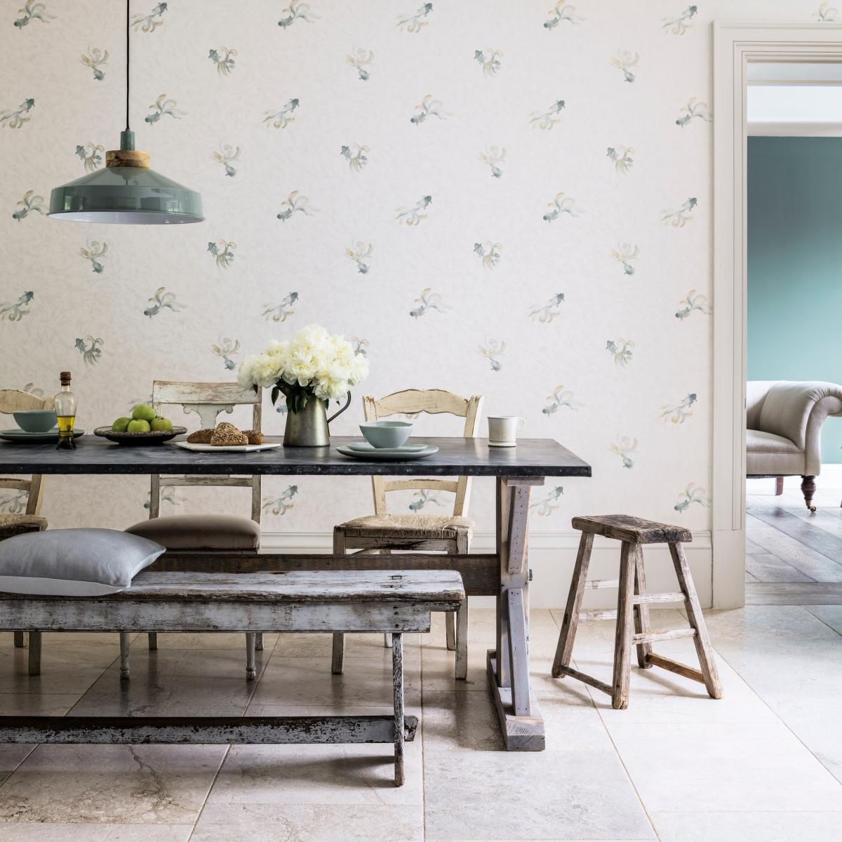Fantail Wallpaper 216285 by Sanderson in Ivory Flint Grey Roll – image 1
