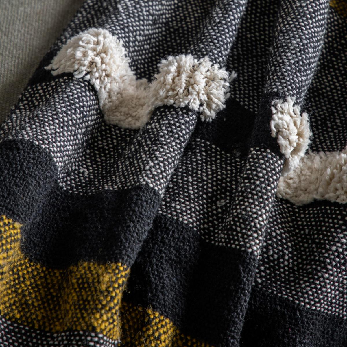 Zyair Woven Textured Fringe Throw in Black&nbsp;130x170cm – image 3